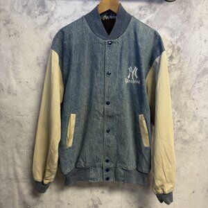 Vintage New York Yankees Adidas Denim Jacket Mens XL Bomber Varsity